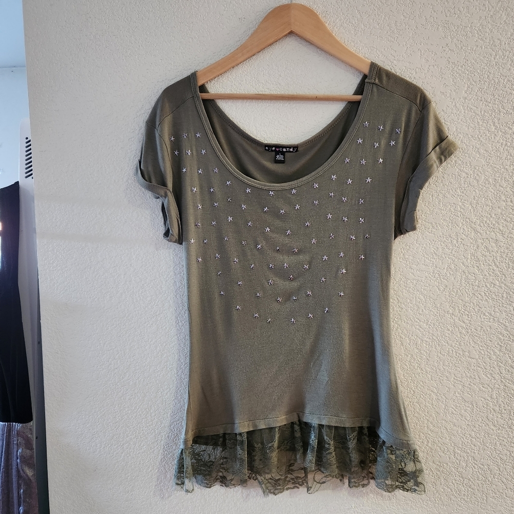 Olive Colored Top w/Stars